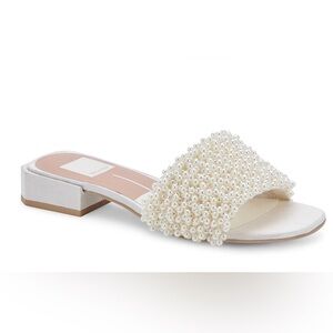 Dolce Vita White Pearl Embellished Sandals